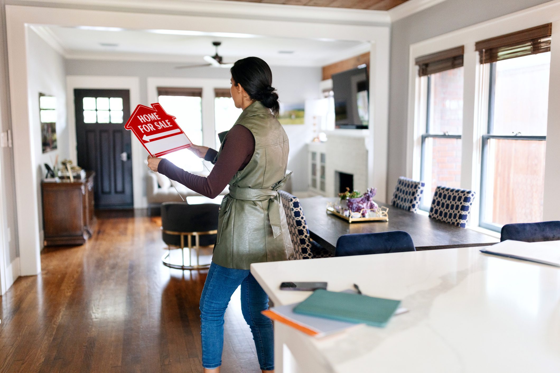 Real estate agent in modern home
