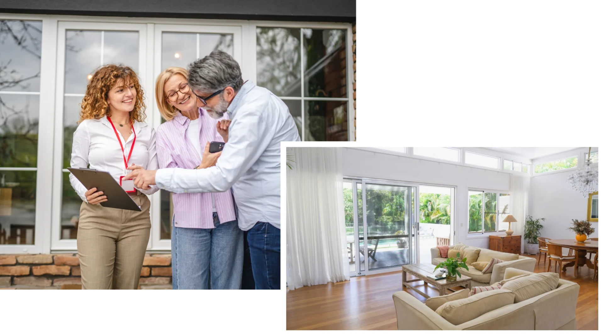 Real estate agent with happy couple